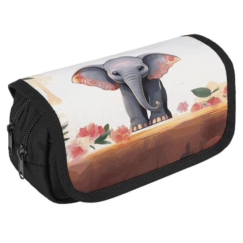 GHENBLT Lucky Elephant Federmäppchen, Organizer, großes Fassungsvermögen, niedliches Stifteetui mit 3 Fächern, Bürobedarf, großes Federmäppchen mit Reißverschluss, Stoffstifttasche für Erwachsene GHENBLT Lucky Elephant Federmäppchen, Organizer, großes Fassungsvermögen, niedliches Stifteetui mit 3 Fächern, Bürobedarf, großes Federmäppchen mit Reißverschluss, Stoffstifttasche für Erwachsene von GHENBLT