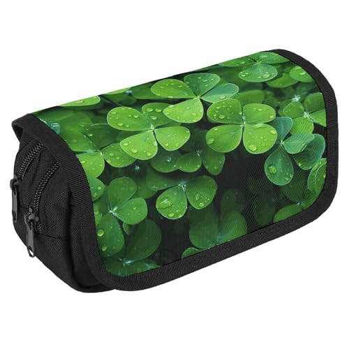 GHENBLT Many Green Clover Federmäppchen, Organizer, großes Fassungsvermögen, niedliches Stifteetui mit 3 Fächern, Bürobedarf, große Bleistifttasche mit Reißverschluss, Stoffstifttasche für Erwachsene GHENBLT Many Green Clover Federmäppchen, Organizer, großes Fassungsvermögen, niedliches Stifteetui mit 3 Fächern, Bürobedarf, große Bleistifttasche mit Reißverschluss, Stoffstifttasche für Erwachsene von GHENBLT