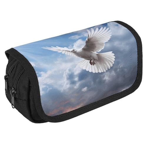 GHENBLT Peace Dove Federmäppchen, Organizer, großes Fassungsvermögen, niedliches Stifteetui mit 3 Fächern, Bürobedarf, großes Federmäppchen mit Reißverschluss, Stoffstifttasche für Erwachsene von GHENBLT
