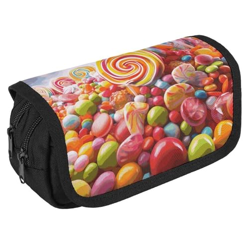 GHENBLT Rainbow Candy Federmäppchen, Organizer, großes Fassungsvermögen, niedliches Stifteetui mit 3 Fächern, Bürobedarf, großes Federmäppchen mit Reißverschluss, Stoffstifttasche für Erwachsene GHENBLT Rainbow Candy Federmäppchen, Organizer, großes Fassungsvermögen, niedliches Stifteetui mit 3 Fächern, Bürobedarf, großes Federmäppchen mit Reißverschluss, Stoffstifttasche für Erwachsene von GHENBLT