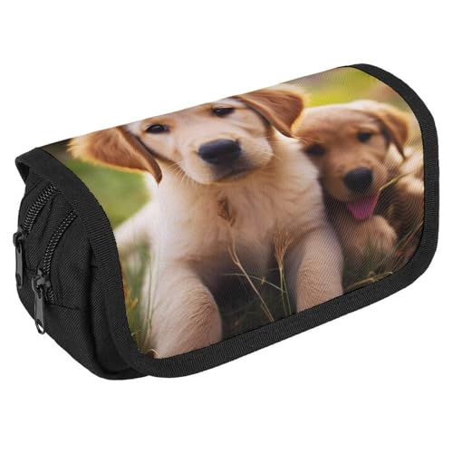 GHENBLT Retriever Welpen-Federmäppchen, Organizer, großes Fassungsvermögen, niedliches Stifteetui mit 3 Fächern, Bürobedarf, große Bleistifttasche mit Reißverschluss, Stoffstifttasche für Erwachsene GHENBLT Retriever Welpen-Federmäppchen, Organizer, großes Fassungsvermögen, niedliches Stifteetui mit 3 Fächern, Bürobedarf, große Bleistifttasche mit Reißverschluss, Stoffstifttasche für Erwachsene von GHENBLT
