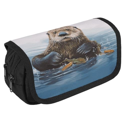 GHENBLT Sea Otter Federmäppchen, Organizer, großes Fassungsvermögen, niedliches Stifteetui mit 3 Fächern, Bürobedarf, große Bleistifttasche mit Reißverschluss, Stoffstifttasche für Erwachsene GHENBLT Sea Otter Federmäppchen, Organizer, großes Fassungsvermögen, niedliches Stifteetui mit 3 Fächern, Bürobedarf, große Bleistifttasche mit Reißverschluss, Stoffstifttasche für Erwachsene von GHENBLT