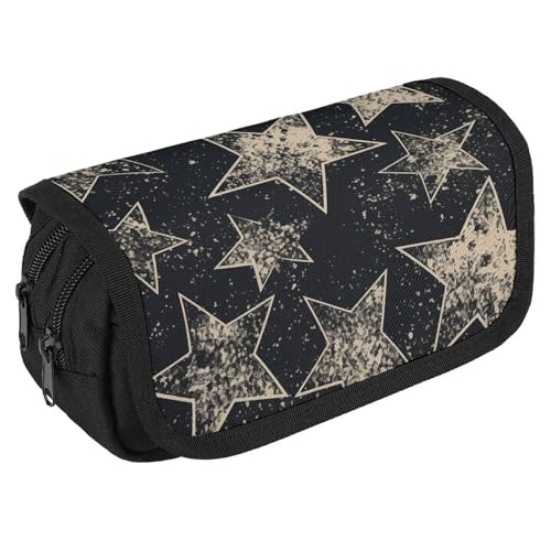 GHENBLT Star Federmäppchen, Organizer, großes Fassungsvermögen, niedliches Stifteetui mit 3 Fächern, Bürobedarf, großes Federmäppchen mit Reißverschluss, Stoffstifttasche für Erwachsene, tragbare von GHENBLT