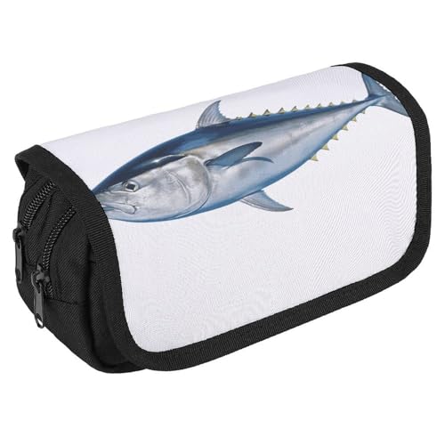 GHENBLT Thunnus Federmäppchen, Organizer, großes Fassungsvermögen, niedliches Stifteetui mit 3 Fächern, Bürobedarf, große Bleistifttasche mit Reißverschluss, Stoffstifttasche für Erwachsene, tragbare von GHENBLT