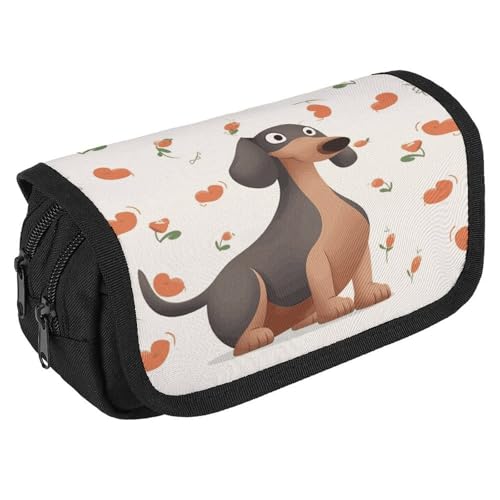 I Love My Dog Dackel Federmäppchen, Organizer, großes Fassungsvermögen, niedliches Stifteetui mit 3 Fächern, Bürobedarf, große Bleistifttasche mit Reißverschluss, Stoffstifttasche für Erwachsene I Love My Dog Dackel Federmäppchen, Organizer, großes Fassungsvermögen, niedliches Stifteetui mit 3 Fächern, Bürobedarf, große Bleistifttasche mit Reißverschluss, Stoffstifttasche für Erwachsene von GHENBLT