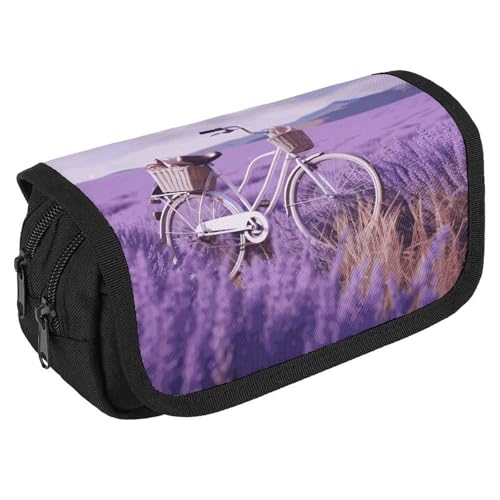 Lavender Field Fahrrad-Federmäppchen, Organizer, großes Fassungsvermögen, niedliches Stifteetui mit 3 Fächern, Bürobedarf, große Federmäppchen mit Reißverschluss, Stoffstifttasche für Erwachsene Lavender Field Fahrrad-Federmäppchen, Organizer, großes Fassungsvermögen, niedliches Stifteetui mit 3 Fächern, Bürobedarf, große Federmäppchen mit Reißverschluss, Stoffstifttasche für Erwachsene von GHENBLT