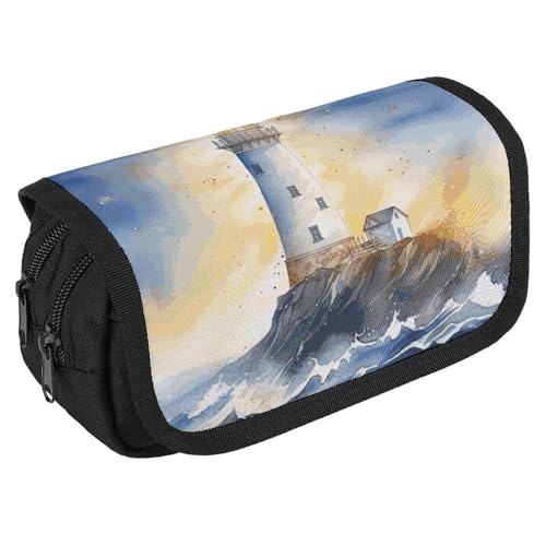 Lighthouse Fantasy Light Federmäppchen, Organizer, großes Fassungsvermögen, niedliches Stifteetui mit 3 Fächern, Bürobedarf, großes Federmäppchen mit Reißverschluss, Stoffstifttasche für Erwachsene Lighthouse Fantasy Light Federmäppchen, Organizer, großes Fassungsvermögen, niedliches Stifteetui mit 3 Fächern, Bürobedarf, großes Federmäppchen mit Reißverschluss, Stoffstifttasche für Erwachsene von GHENBLT