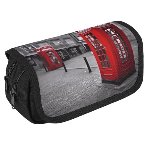 London Federmäppchen, rote Telefonzelle, Organizer, große Kapazität, niedliches Stifteetui mit 3 Fächern, Bürobedarf, große Bleistifttasche mit Reißverschluss, Stoffstifttasche für Erwachsene London Federmäppchen, rote Telefonzelle, Organizer, große Kapazität, niedliches Stifteetui mit 3 Fächern, Bürobedarf, große Bleistifttasche mit Reißverschluss, Stoffstifttasche für Erwachsene von GHENBLT