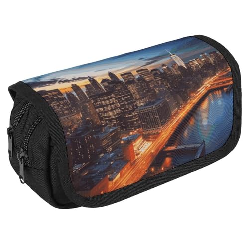 New York City Scenery Federmäppchen, Organizer, großes Fassungsvermögen, niedliches Stifteetui mit 3 Fächern, Bürobedarf, großes Federmäppchen mit Reißverschluss, Stoffstifttasche für Erwachsene New York City Scenery Federmäppchen, Organizer, großes Fassungsvermögen, niedliches Stifteetui mit 3 Fächern, Bürobedarf, großes Federmäppchen mit Reißverschluss, Stoffstifttasche für Erwachsene von GHENBLT