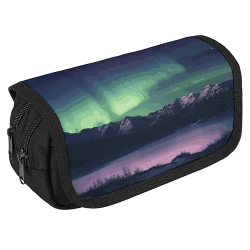 Northern Aurora Night Federmäppchen, Organizer, großes Fassungsvermögen, niedliches Stifteetui mit 3 Fächern, Bürobedarf, großes Federmäppchen mit Reißverschluss, Stoffstifttasche für Erwachsene Northern Aurora Night Federmäppchen, Organizer, großes Fassungsvermögen, niedliches Stifteetui mit 3 Fächern, Bürobedarf, großes Federmäppchen mit Reißverschluss, Stoffstifttasche für Erwachsene von GHENBLT