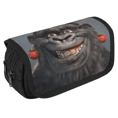 Smiling Gorilla Foto-Federmäppchen, Organizer, großes Fassungsvermögen, niedliches Stifteetui mit 3 Fächern, Bürobedarf, großes Federmäppchen mit Reißverschluss, Stoffstifttasche für Erwachsene Smiling Gorilla Foto-Federmäppchen, Organizer, großes Fassungsvermögen, niedliches Stifteetui mit 3 Fächern, Bürobedarf, großes Federmäppchen mit Reißverschluss, Stoffstifttasche für Erwachsene von GHENBLT