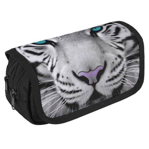 Tiger mit blaugrünen Augen, Federmäppchen, Organizer, großes Fassungsvermögen, niedliches Stifteetui mit 3 Fächern, Bürobedarf, großes Federmäppchen mit Reißverschluss, Stoffstifttasche für Erwachsene Tiger mit blaugrünen Augen, Federmäppchen, Organizer, großes Fassungsvermögen, niedliches Stifteetui mit 3 Fächern, Bürobedarf, großes Federmäppchen mit Reißverschluss, Stoffstifttasche für Erwachsene von GHENBLT