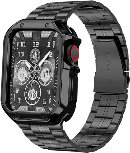 GHFHSG Armband + TPU-Uhrengehäuse, für Apple Watch 7, 41 mm, 45 mm, schlankes Edelstahlband, für iWatch 6, 5, 4, 3, 2, SE, Armband 40 mm, 44 mm, 38 mm, 42 mm, 44mm, Achat von GHFHSG