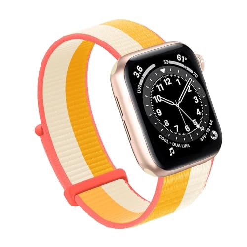 GHFHSG Für Apple Watch Band 49MM 45MM 44MM 42MM 41MM 40MM 38MM, Frauen Männer Sport Nylon Loop Strap Für IWatch Serie Ultra 8 7 6 5 4 3 2 1 SE(Maize,42/44/45/49mm) von GHFHSG