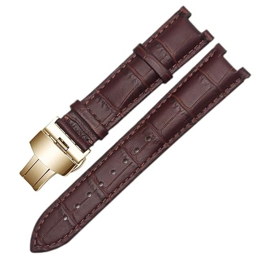 GHFHSG Gnuine Lederarmband für GC-Armband, 22 x 13 mm, 20 x 11 mm, gekerbtes Armband mit Edelstahl-Schmetterlings-Schnalle, 20-11mm, Achat von GHFHSG