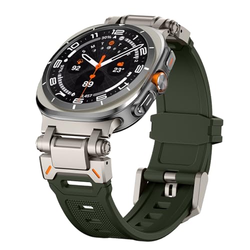 GHFHSG Gummiband für Samsung Galaxy Uhr Ultra 47mm Correa Armband ULTRA 47MM Metall Quick Fit Männer Strap Uhrenarmbänder(Titanium green2) von GHFHSG