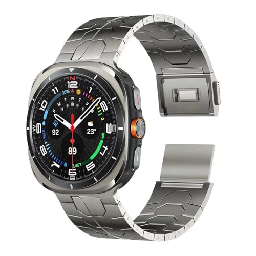 GHFHSG Männer Edelstahl Armband Für Samsung Galaxy Uhr Ultra 47mm Keine Lücken Metall Ersatz Armband Für Samsung Uhr Ultra 47MM Uhrenarmbänder(Titanium color) von GHFHSG