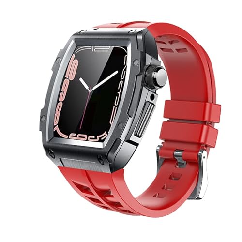 GHFHSG Nachrüst-Set für Apple Watch Band 45 mm 44 mm, Gummi-Silikon + Edelstahl, Mod Kit Cover iWatch Serie 8, 7, 6, 5, 4, SE, Correa, 44MM, Achat von GHFHSG