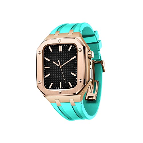 GHFHSG Schönes Geschenk für Apple Watch Armband 45 mm 44 mm, für Herren und Damen, Metallhülle, vollständige Abdeckung, Schutzhülle mit Silikonband, stoßfest, 44MM FOR 6/5/4/SE, Achat von GHFHSG