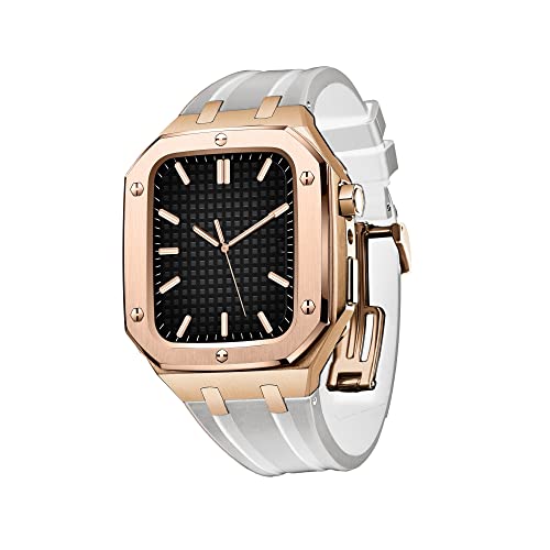 GHFHSG Schönes Geschenk für Apple Watch Armband 45 mm 44 mm, für Herren und Damen, Metallhülle, vollständige Abdeckung, Schutzhülle mit Silikonband, stoßfest, 45MM FOR 7, Achat von GHFHSG