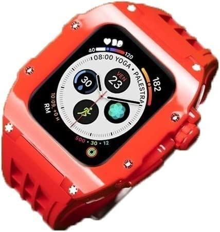 GHFHSG Uhrenarmband aus hartem Polycarbonat, Gummi, für Apple Watch Ultra-Bänder für Herren, Uhrenarmband, Mod-Kit, 45 mm, 44 mm, stoßfeste Stoßfängerabdeckung, Fluorelastomer-Armband, Uhrenzubehör, von GHFHSG