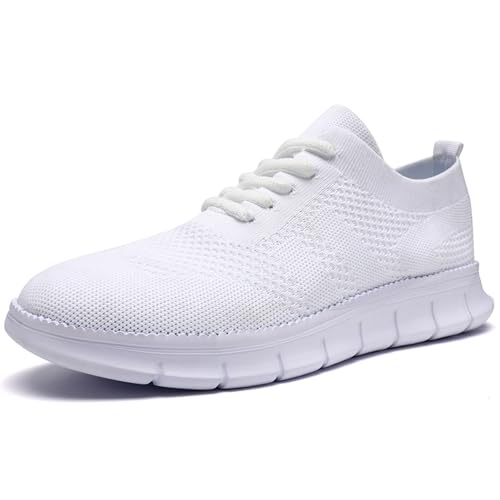 GHFKKB Turnschuhe Herren Atmungsaktive Sportschuhe Sommer Schuhe Laufschuhe Leichte Sneakers für Jogging Tennis Fitnessstudio Bequeme Hallenschuhe Freizeit Schnürhalbschuhe Weiß 44 von GHFKKB