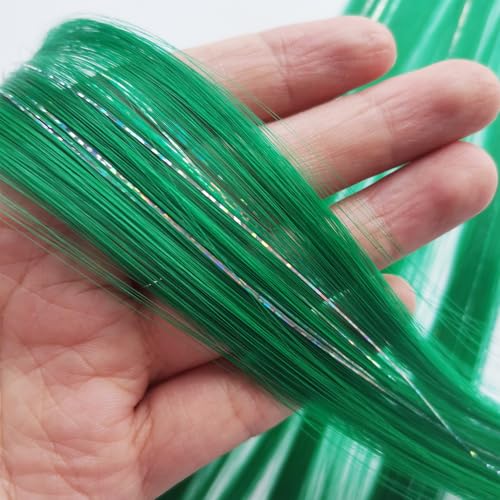FederhaarverläNgerungs Set Farbige Clip-in-Haarverlängerungen, gemischte silberne Lametta, synthetisches 2-in-1-Haarteil, Urlaubsparty-Highlights for Frauen und Mädchen(12 pcs,TINSLE-A10_22INCHES) von GHHZML