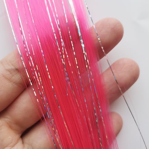 FederhaarverläNgerungs Set Farbige Clip-in-Haarverlängerungen, gemischte silberne Lametta, synthetisches 2-in-1-Haarteil, Urlaubsparty-Highlights for Frauen und Mädchen(12 pcs,TINSLE-A2A_22INCHES) von GHHZML