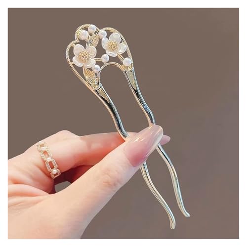 Haarstab 1pc Perle Blume Haarnadel Moderne Einfache Hochsteckfrisur U-förmigen Haarnadel Haar Mädchen Haar Zubehör von GHHZML