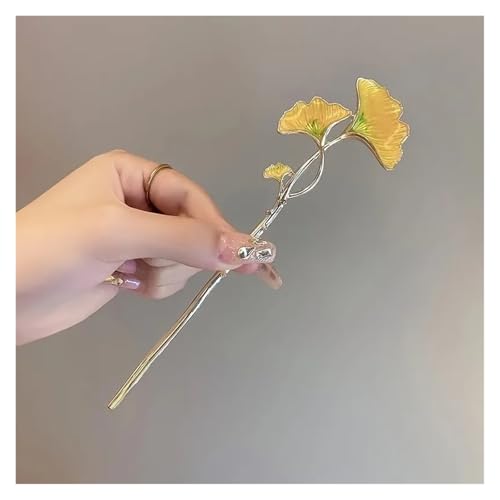 Haarstab 2 Stück Einzigartig gestaltete modische Legierung Ginkgoblatt Damen Klassische Haarnadel Elegantes Temperament Haarschmuck von GHHZML