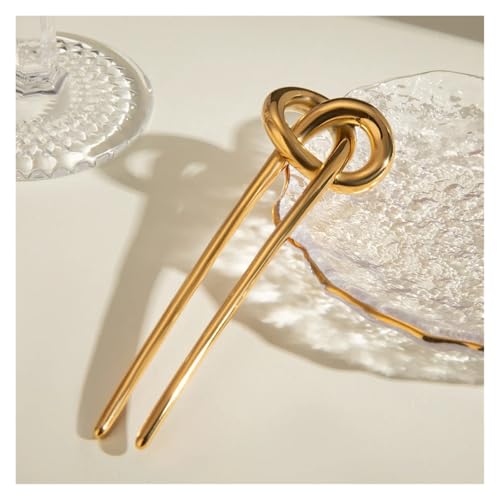 Haarstab 2 stücke Edelstahl U-förmigen Haarnadel Frauen Haar Wasser Knoten Vielseitig Temperament Bankett(Gold color) von GHHZML