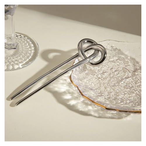 Haarstab 2 stücke Edelstahl U-förmigen Haarnadel Frauen Haar Wasser Knoten Vielseitig Temperament Bankett(Silver color) von GHHZML