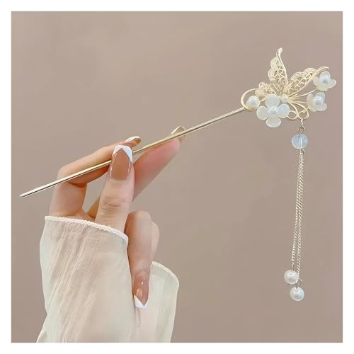 Haarstab 2 stücke Elegante Haar Clip Quaste Stick Traditionelle Floral Design Frisur Zubehör Frauen Schmuck Haarnadel Haarnadel(Style B) von GHHZML