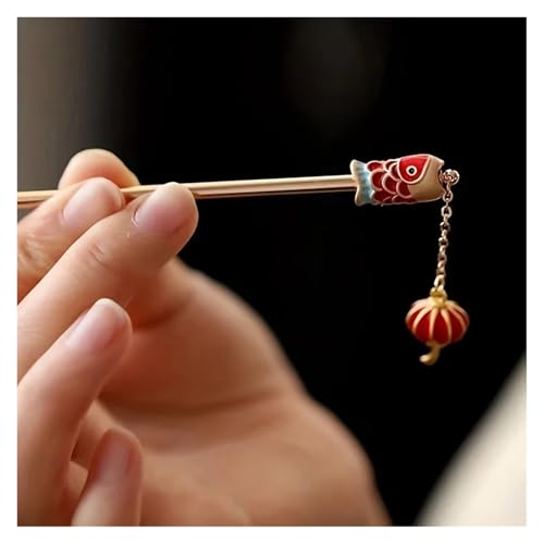 Haarstab 2 stücke Koi Tragen Laternen Auspicious Glück Schritte Schütteln Damen Haarnadeln Antiken Stil Elegante Haar Haarnadeln von GHHZML
