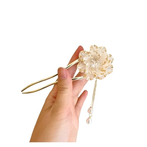Haarstab 2 stücke Retro U-förmige Haarstäbe Gabeln Lila/Weiß Blumen Designs Perlen Anhänger Decor Frauen Bun Maker Schmuck(G2) von GHHZML