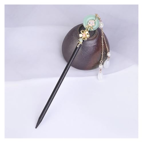 Haarstab 2 stücke Vintage Holz Blume Quaste Haarnadel for Frauen Mädchen Antike Haar Stick Haar Clip Kostüm Haar Zubehör Pins(E green) von GHHZML