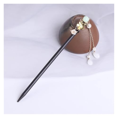 Haarstab 2 stücke Vintage Holz Blume Quaste Haarnadel for Frauen Mädchen Antike Haar Stick Haar Clip Kostüm Haar Zubehör Pins(Green) von GHHZML