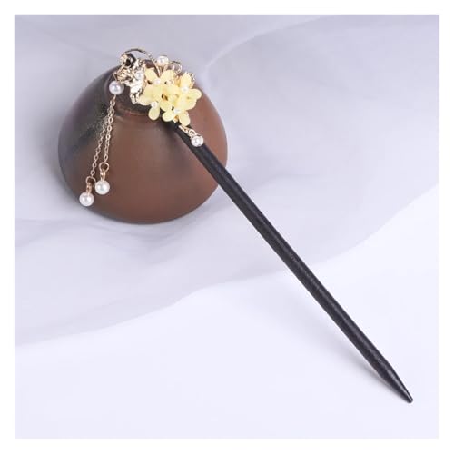 Haarstab 2 stücke Vintage Holz Blume Quaste Haarnadel for Frauen Mädchen Antike Haar Stick Haar Clip Kostüm Haar Zubehör Pins(L) von GHHZML