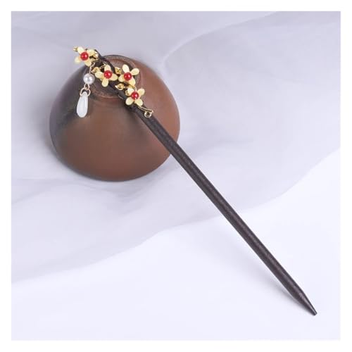 Haarstab 2 stücke Vintage Holz Blume Quaste Haarnadel for Frauen Mädchen Antike Haar Stick Haar Clip Kostüm Haar Zubehör Pins(M) von GHHZML