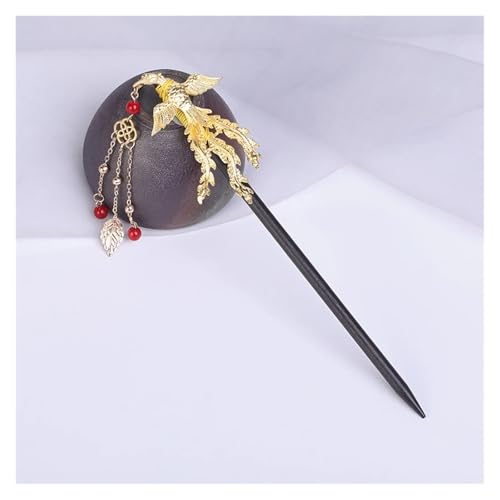 Haarstab 2 stücke Vintage Holz Blume Quaste Haarnadel for Frauen Mädchen Antike Haar Stick Haar Clip Kostüm Haar Zubehör Pins(Style 01) von GHHZML