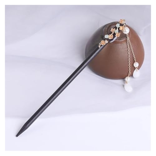 Haarstab 2 stücke Vintage Holz Blume Quaste Haarnadel for Frauen Mädchen Antike Haar Stick Haar Clip Kostüm Haar Zubehör Pins(Style 06) von GHHZML