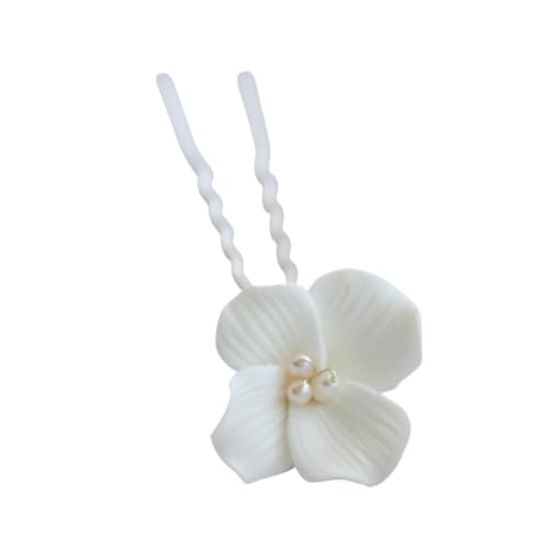 Haarstab Einfache weiße Keramik Blumen Haarnadeln Clips Braut Pins Hochzeit Schmuck Frauen Stück Hochzeit(Color-02) von GHHZML