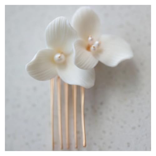 Haarstab Einfache weiße Keramik Blumen Haarnadeln Clips Braut Pins Hochzeit Schmuck Frauen Stück Hochzeit(Color-03) von GHHZML