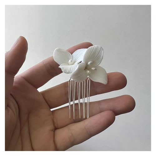 Haarstab Einfache weiße Keramik Blumen Haarnadeln Clips Braut Pins Hochzeit Schmuck Frauen Stück Hochzeit(Color-04) von GHHZML