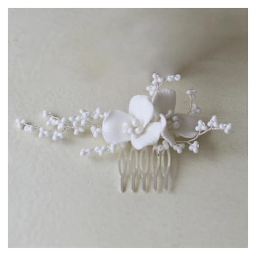 Haarstab Einfache weiße Keramik Blumen Haarnadeln Clips Braut Pins Hochzeit Schmuck Frauen Stück Hochzeit(Color-10) von GHHZML