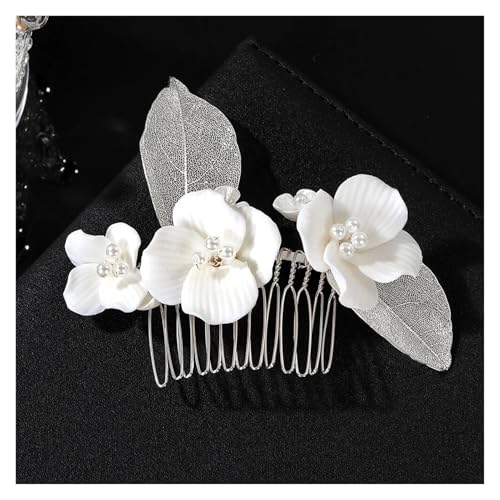Haarstab Einfache weiße Keramik Blumen Haarnadeln Clips Braut Pins Hochzeit Schmuck Frauen Stück Hochzeit(Color-12) von GHHZML