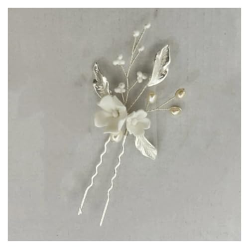 Haarstab Einfache weiße Keramik Blumen Haarnadeln Clips Braut Pins Hochzeit Schmuck Frauen Stück Hochzeit(Color-13) von GHHZML