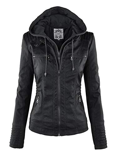 GHJdhygy Herbst Und Winter Damen Kunstleder Reißverschluss Mit Kapuze Lederjacke Lange Ärmel Reisen Beiläufig Mantel,Schwarz,XL GHJdhygy Herbst Und Winter Damen Kunstleder Reißverschluss Mit Kapuze Lederjacke Lange Ärmel Reisen Beiläufig Mantel,Schwarz,XL von GHJdhygy
