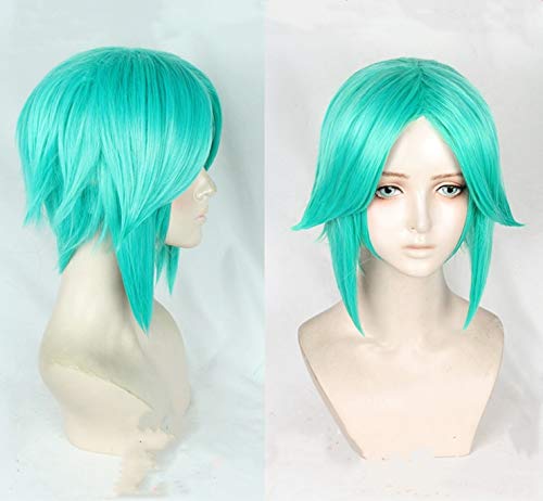 Anime Land of the Lustrous Phosphophyllite Cosplay Wigs Short Green Heat Resistant Synthetic Hair Wigs + Wig Cap von GHK