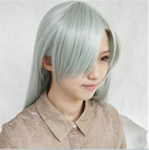 Anime The Seven Deadly Sins Elizabeth Liones Cosplay Wig Long Light Gray Green Heat Resistant Synthetic Hair Wigs + Wig Cap von GHK
